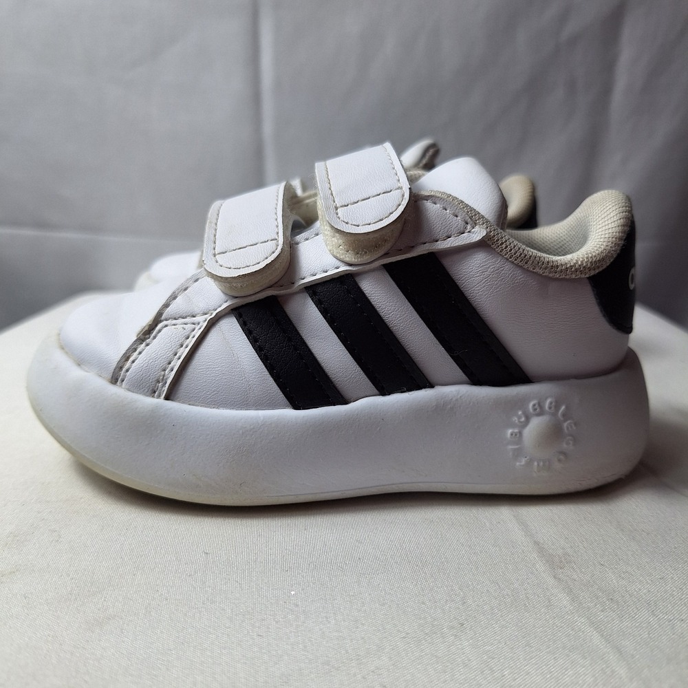 ADIDAS Grand Court 3.0 Bubble Comfy Sneaker Toddler Sz 6.5 White Black Stripes - Picture 5 of 10